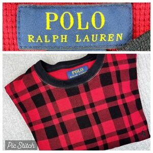 Polo Ralph Lauren buffalo plaid thermal Red Black  Long Sleeve‎ Shirt Size L G